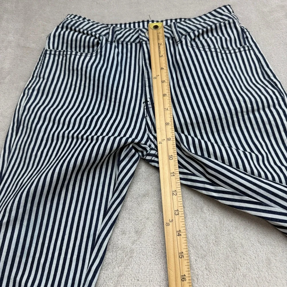 Saints & Hearts Bell Bottom Pants Womens S Navy White Striped Frayed Retro Boho